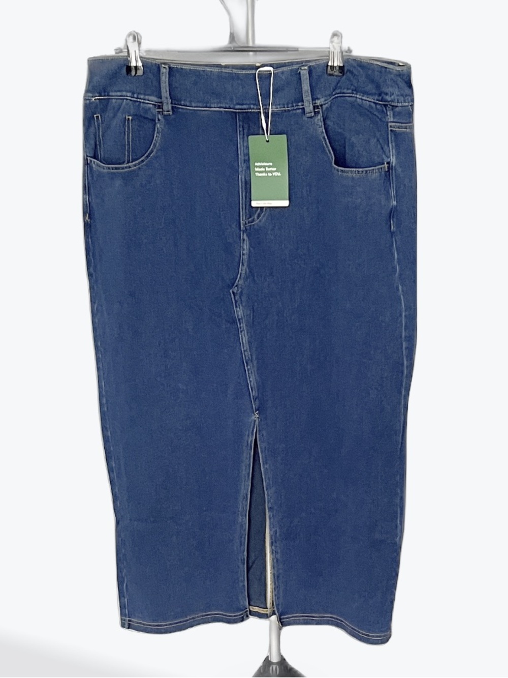 HALARA Denim Midi Skirt in Dark Blue